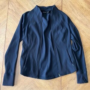 Athleta Black Fitted Zip Up with Stand-Up Collar